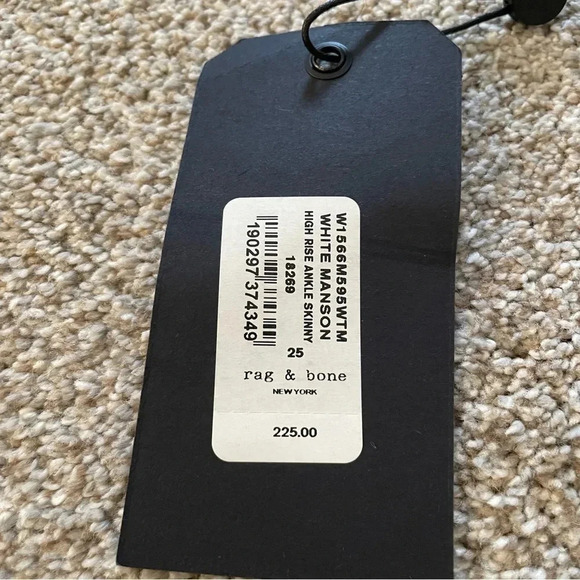 RAG & BONE Stretch Slimming Skinny White High Rise Ankle Jeans Size 25 NWT - Picture 7 of 15